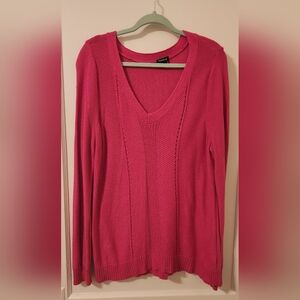 Torrid Plus Size 2XL Hot Pink V Neck Sweater